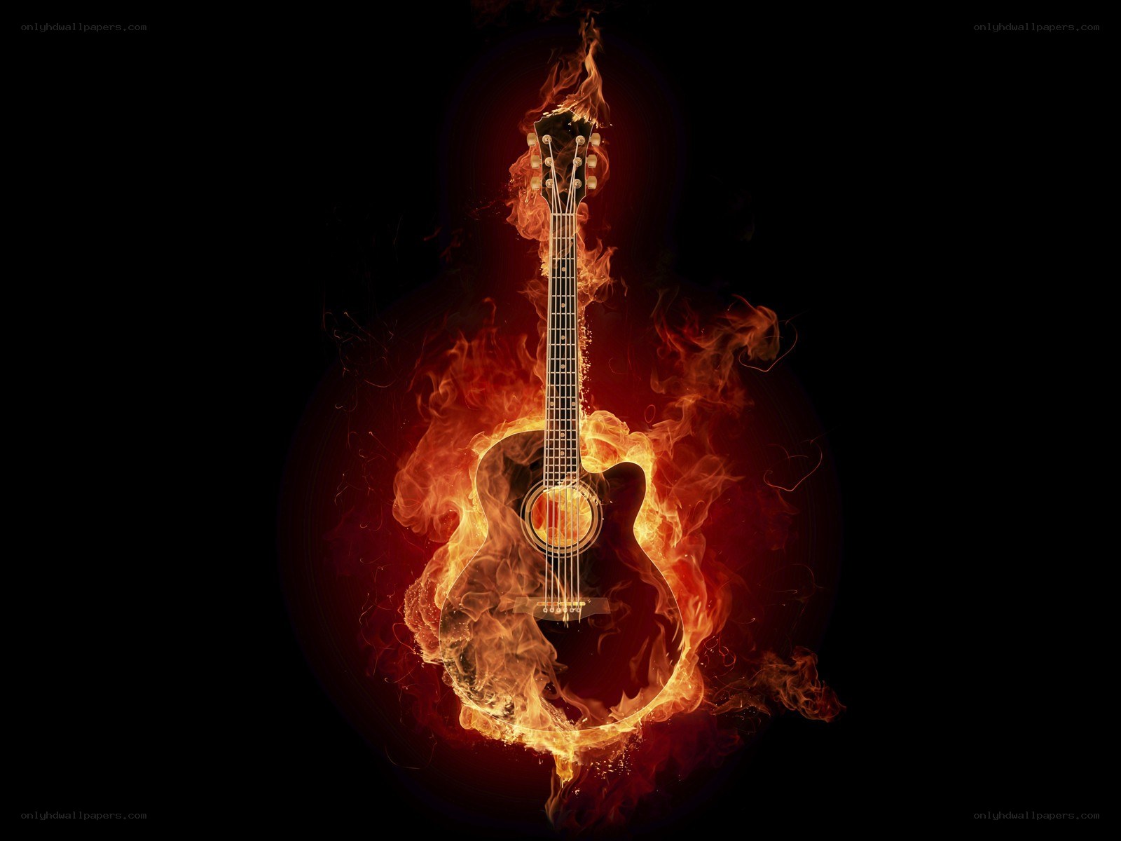 guitar engulfed in flames