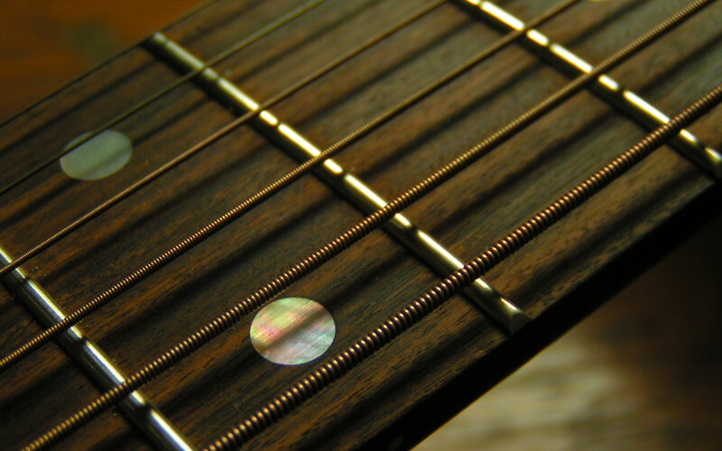 guitar fretboard close-up
