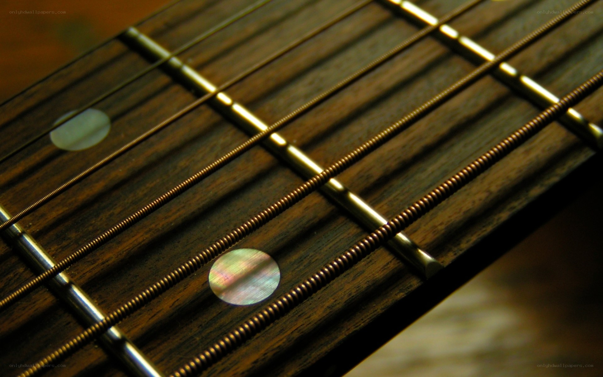 guitar fretboard close-up