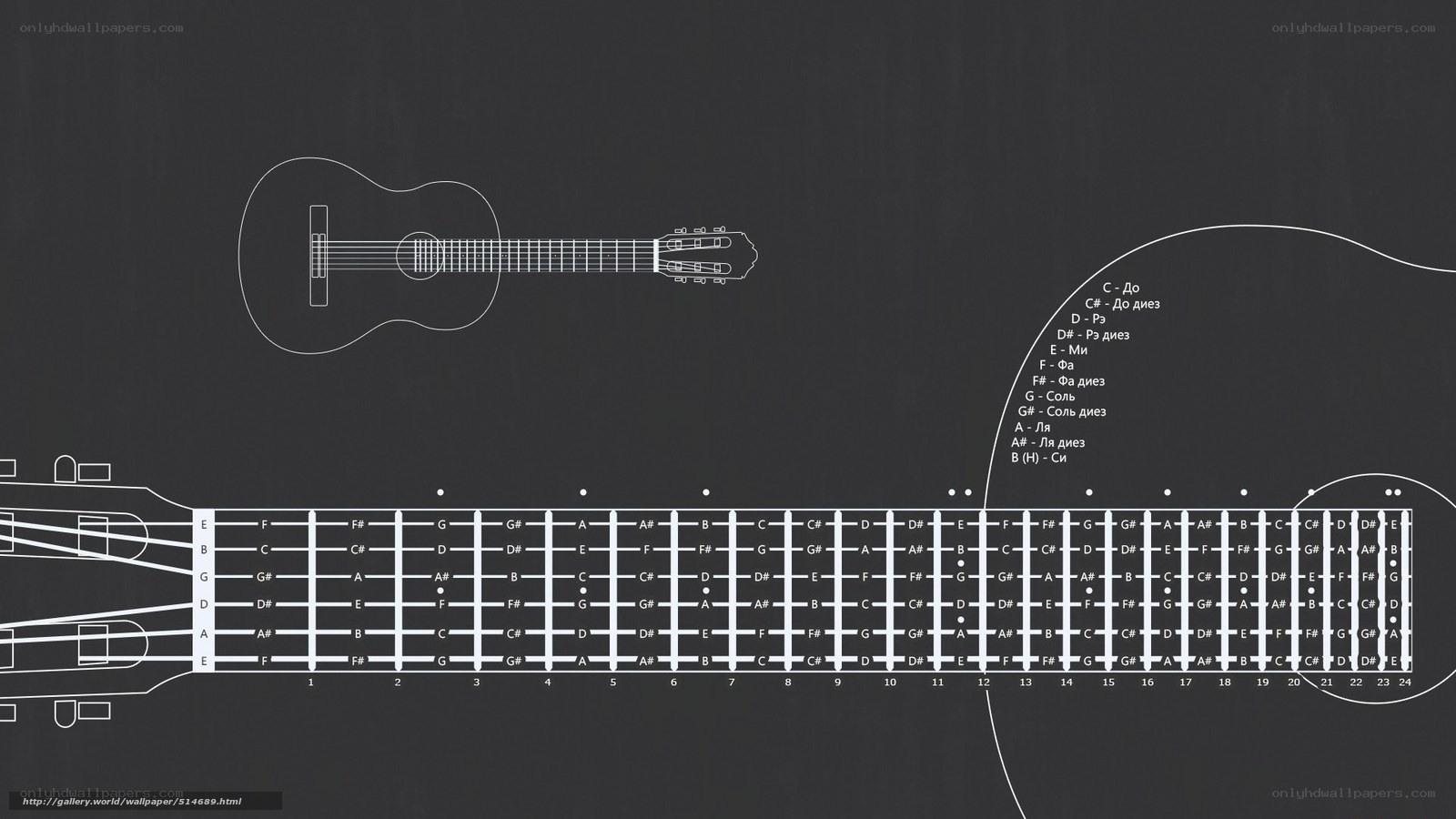 Guitar fretboard diagram