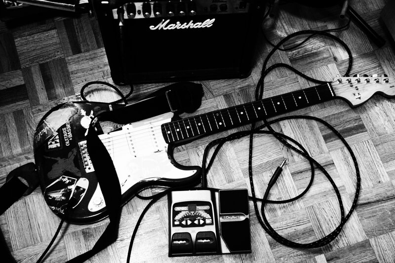 Guitar gear on the floor