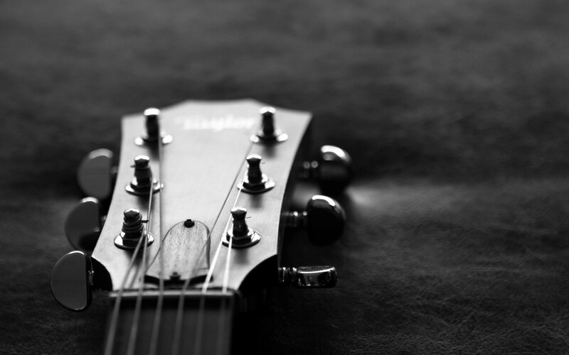 Guitar Headstock — Black, Minimalist, Photograph