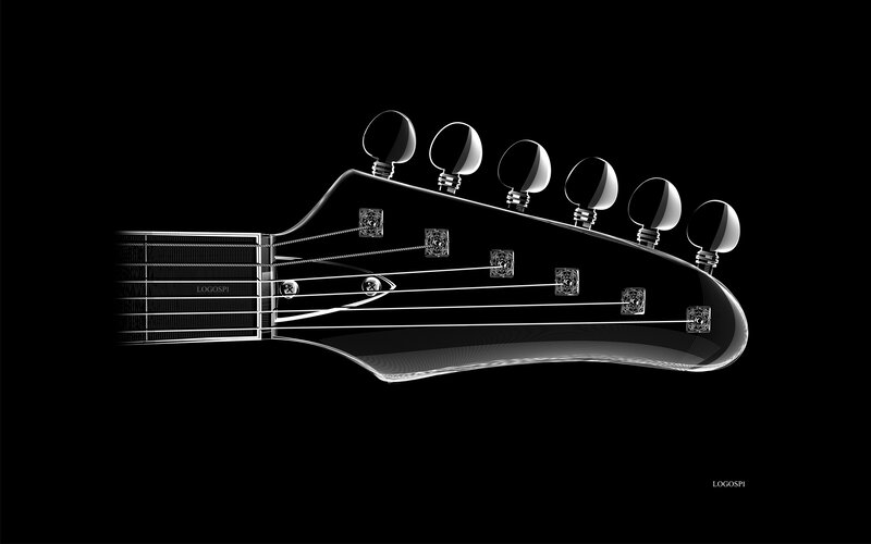 Guitar Headstock — Black, Minimalist