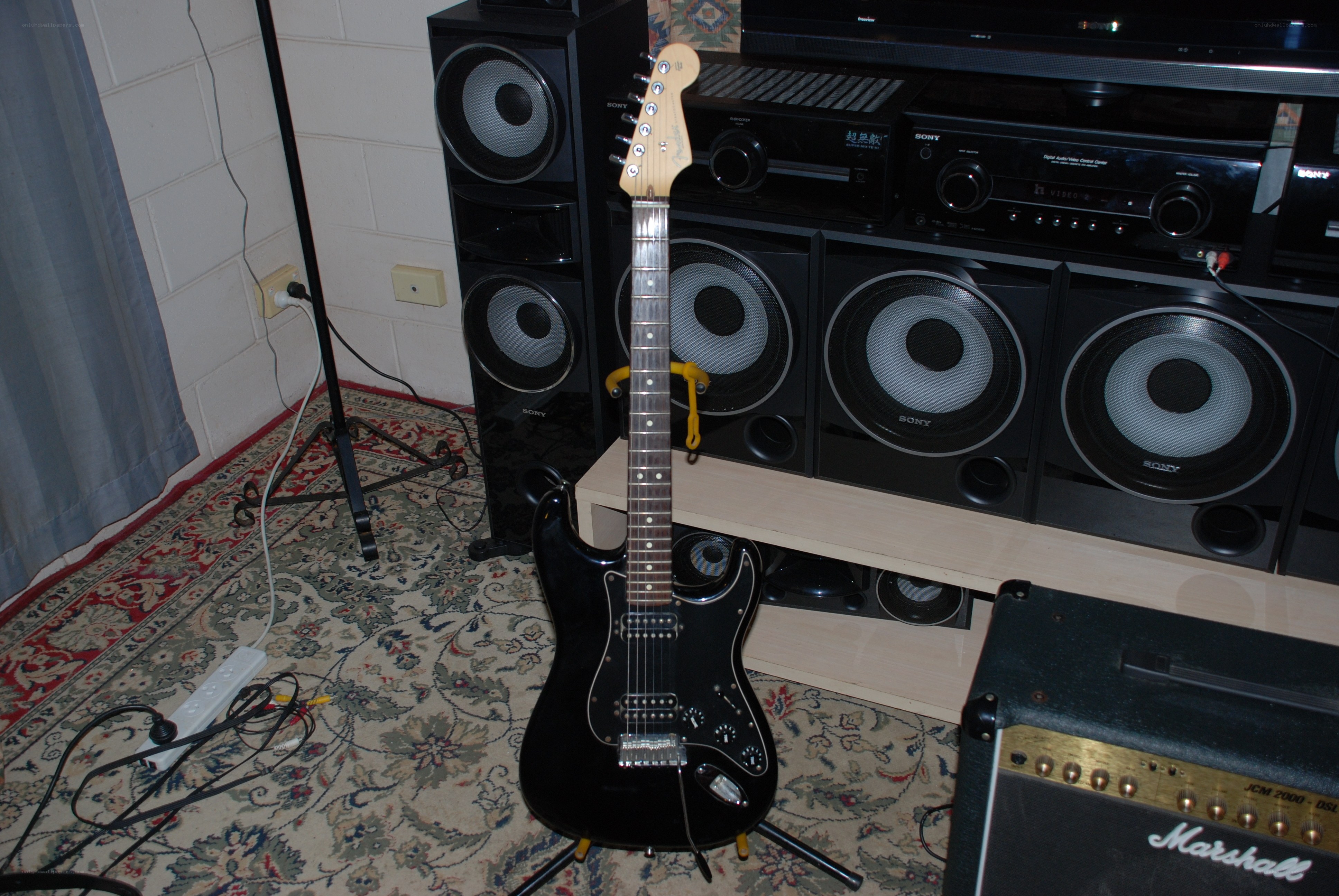 guitar in a music setup