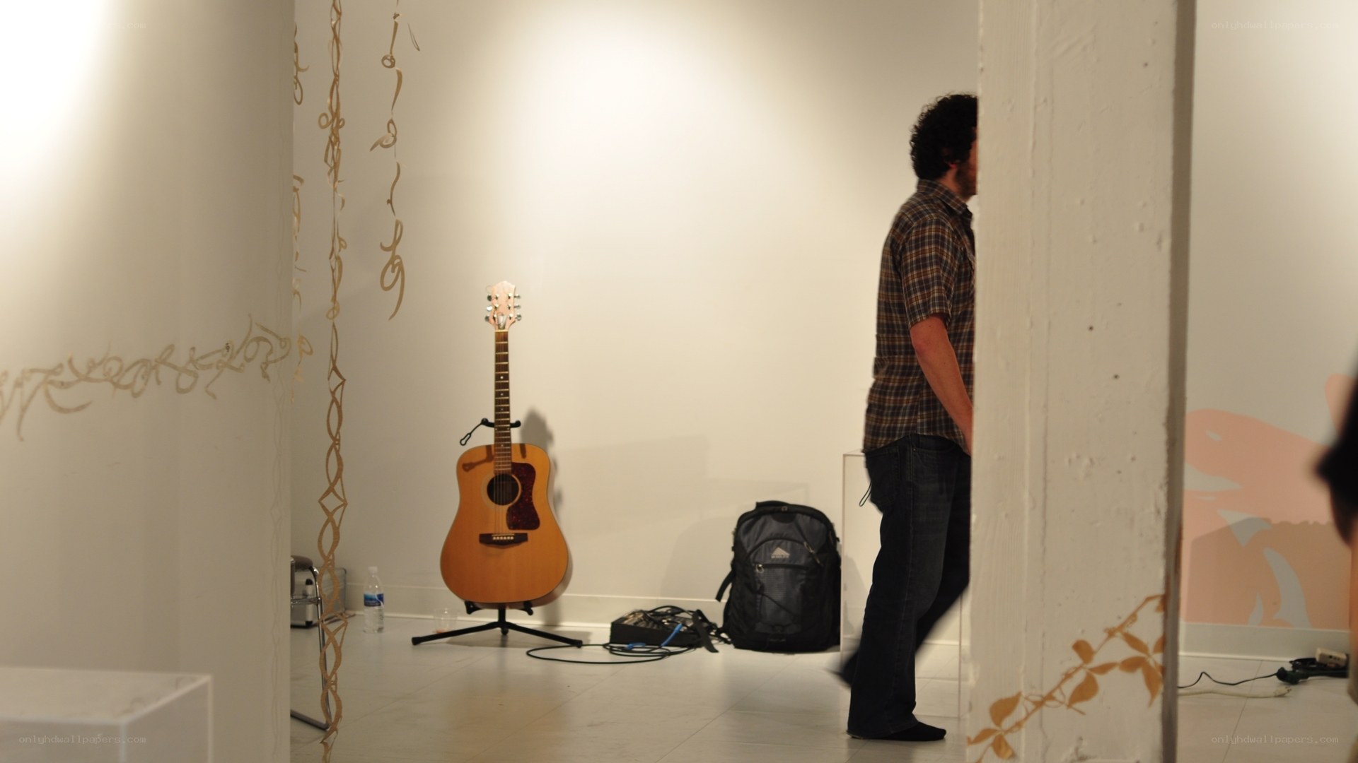 Guitar in art gallery space
