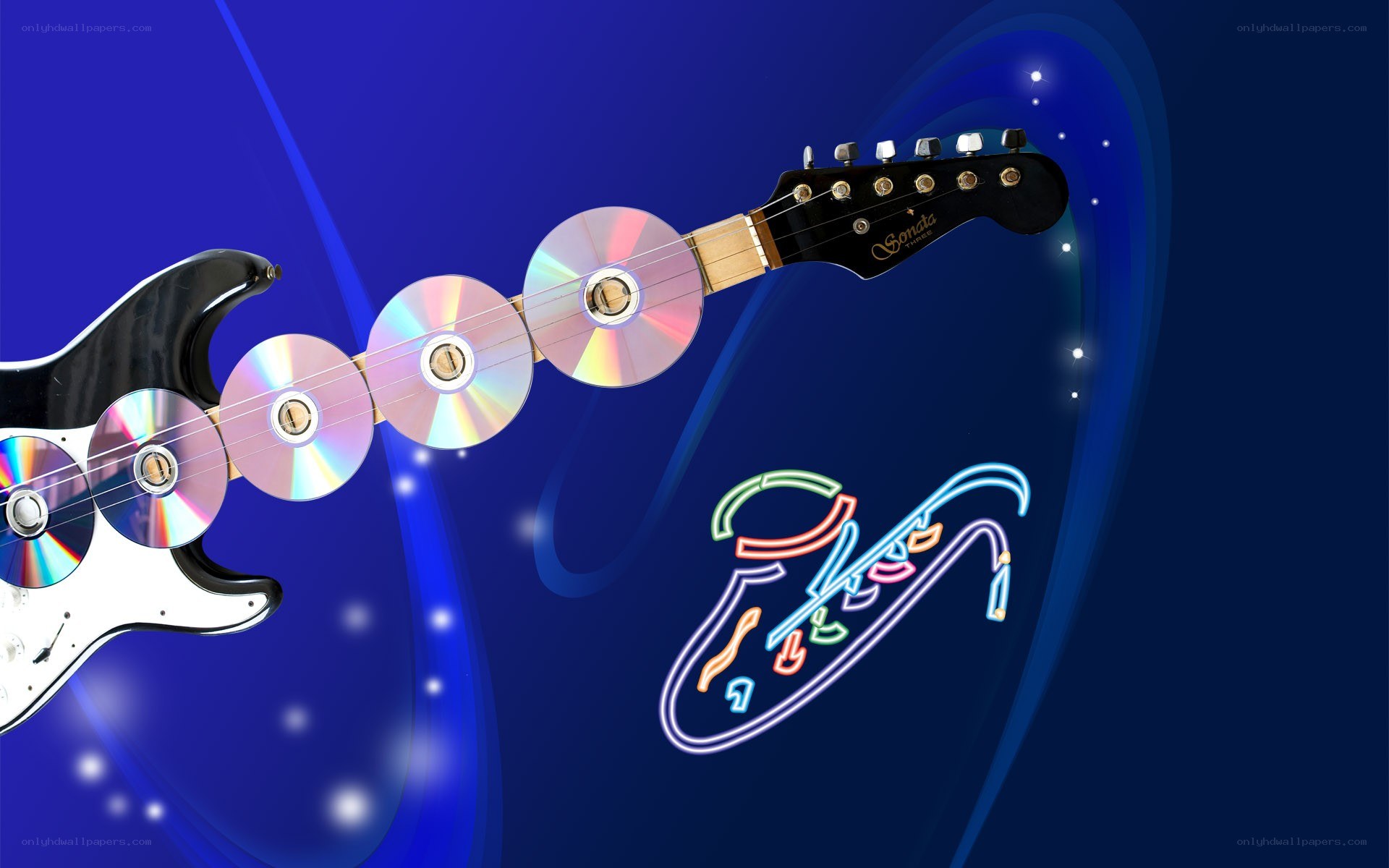 guitar made of CDs