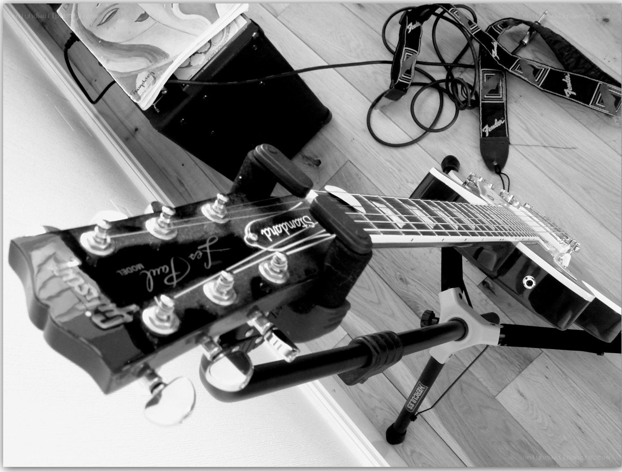 guitar on a stand