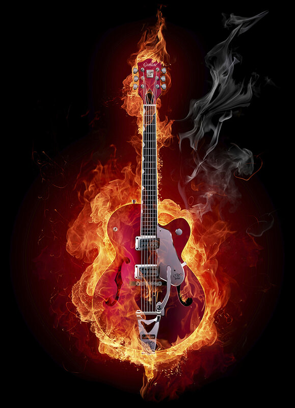 Guitar on fire