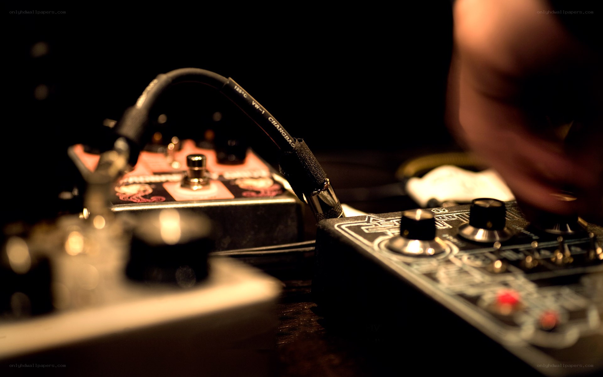 guitar pedals in use