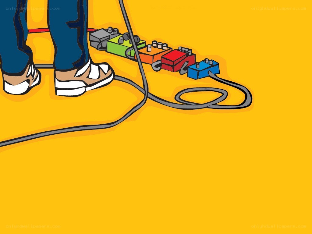 guitar pedals on stage