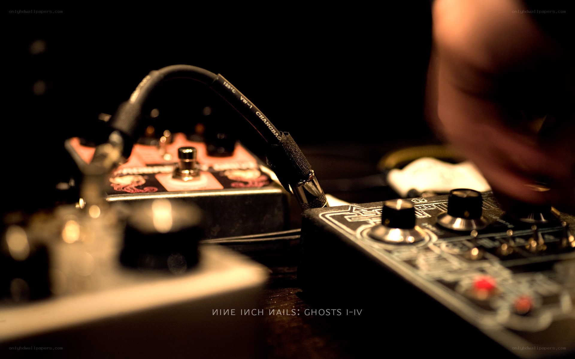 guitar pedals on stage