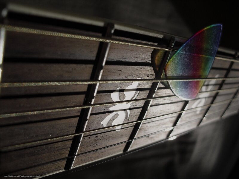 guitar pick on fretboard