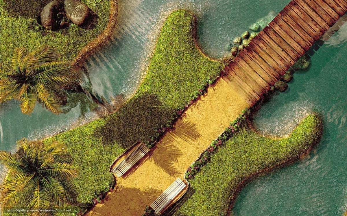 guitar-shaped garden island