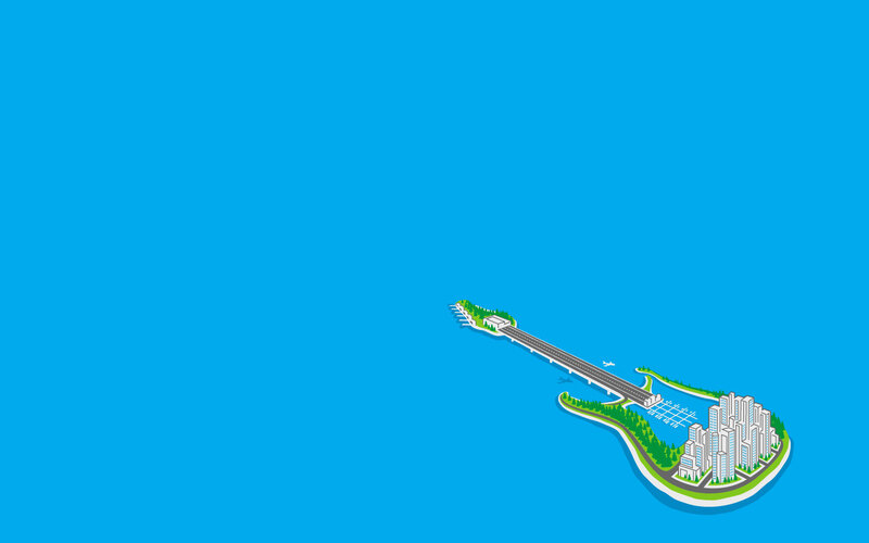 guitar-shaped island city