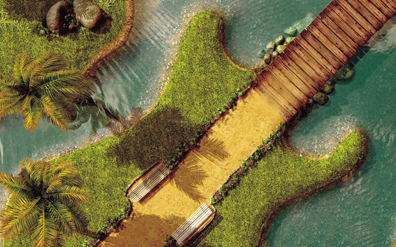 Guitar-shaped Island — Green