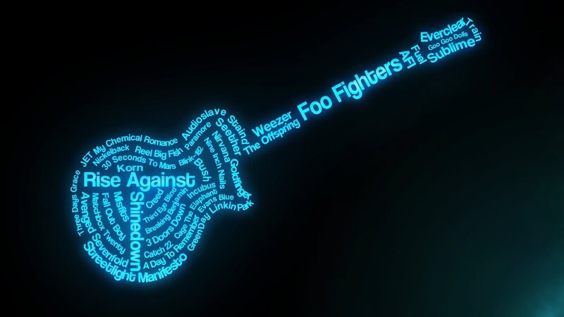 Guitar-shaped Word Cloud