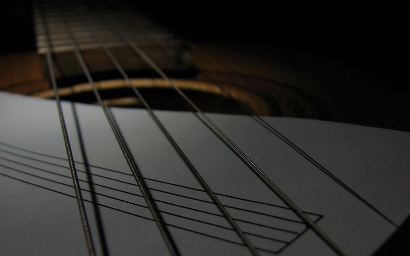guitar strings on sheet music