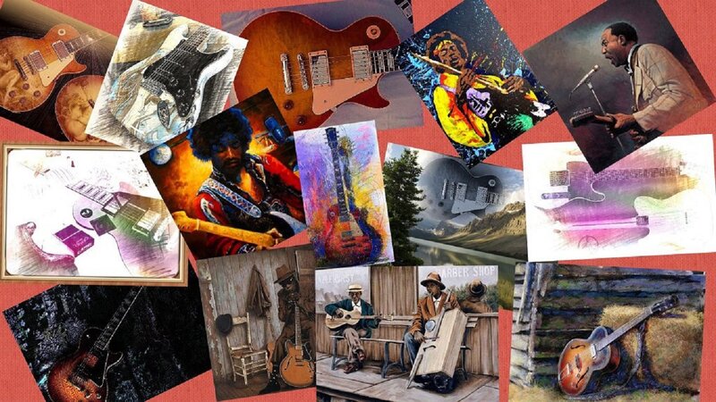 Guitar-themed Art Collage