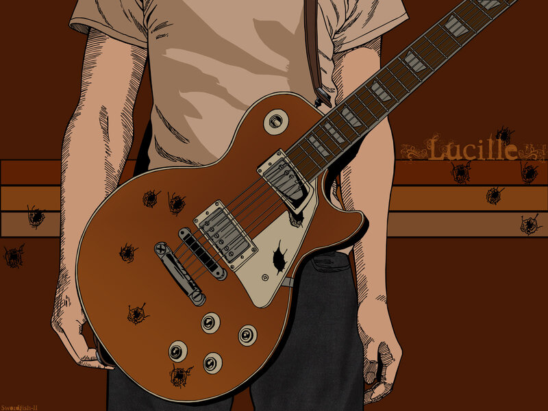 guitar with bullet holes