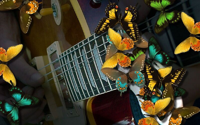 Guitar with Butterflies