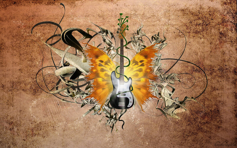 guitar with butterfly wings