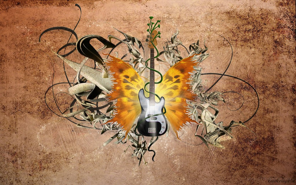 guitar with butterfly wings