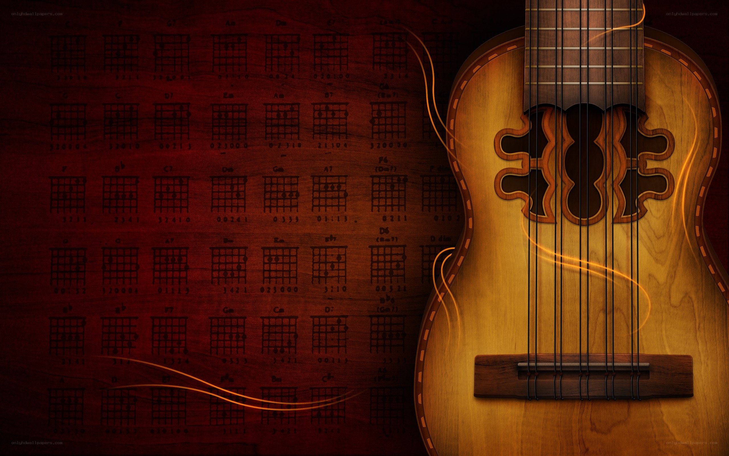 guitar with chord diagrams