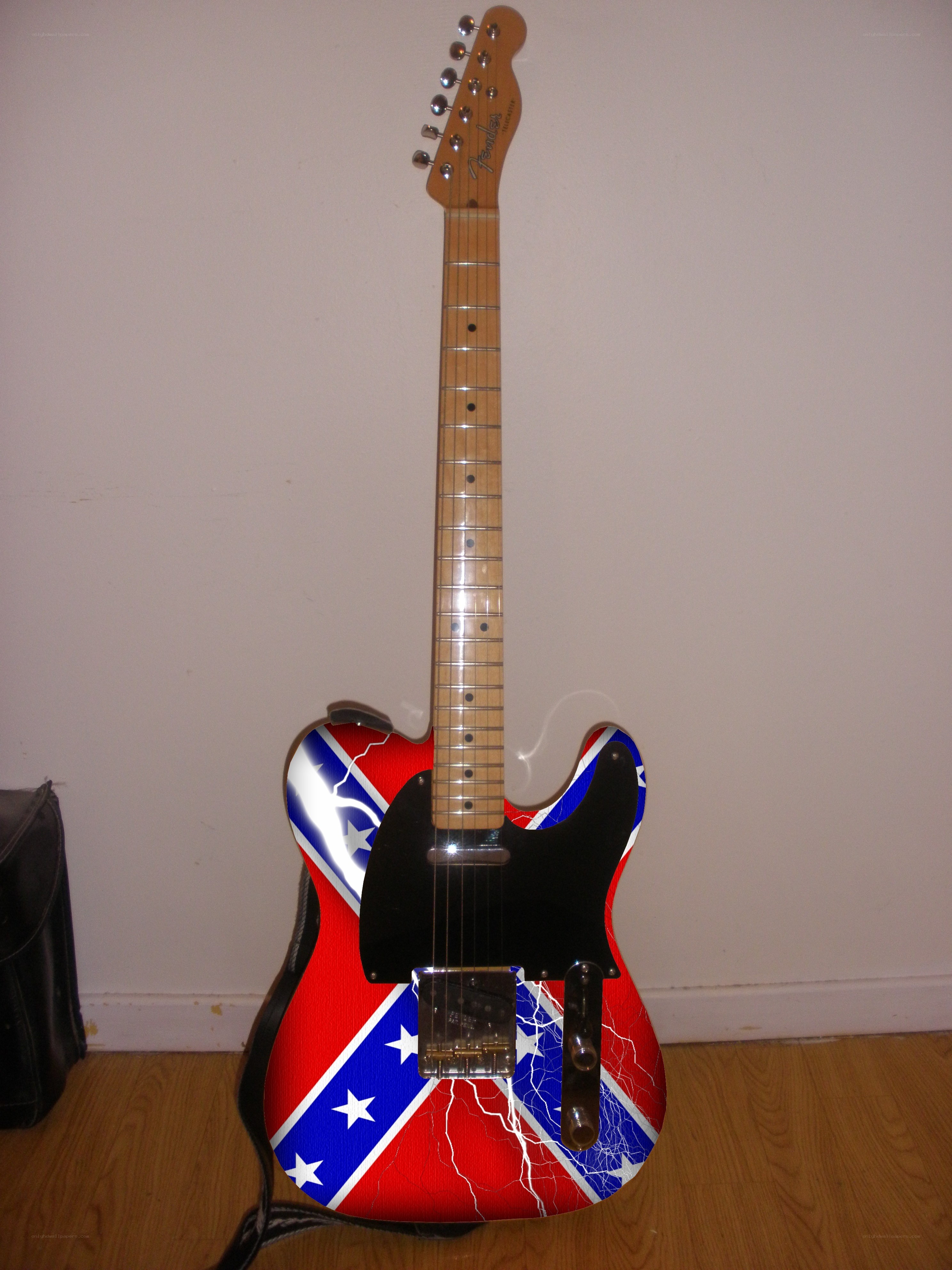 guitar with confederate flag design