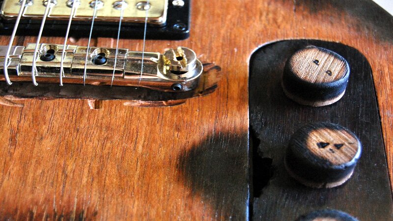 guitar with custom knobs