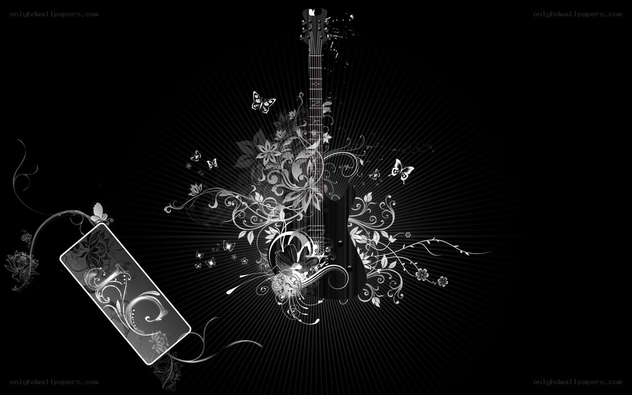 guitar with floral design