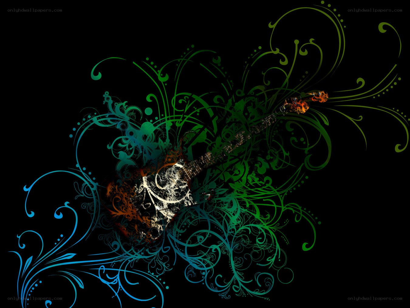 Guitar with floral design