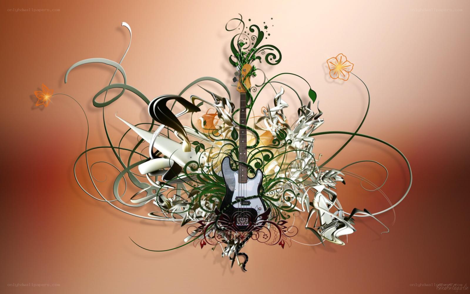 guitar with floral design