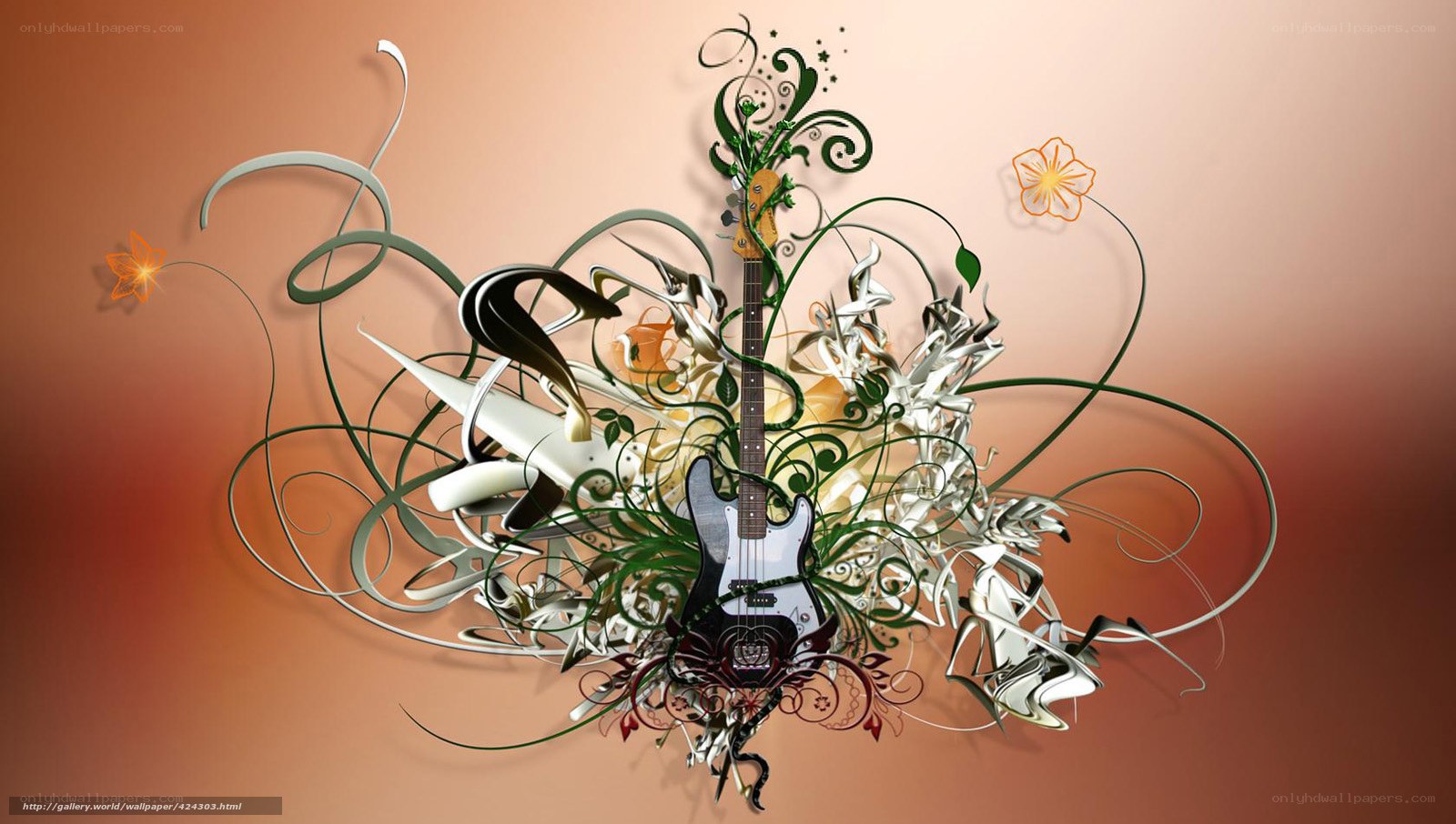 Guitar with floral design