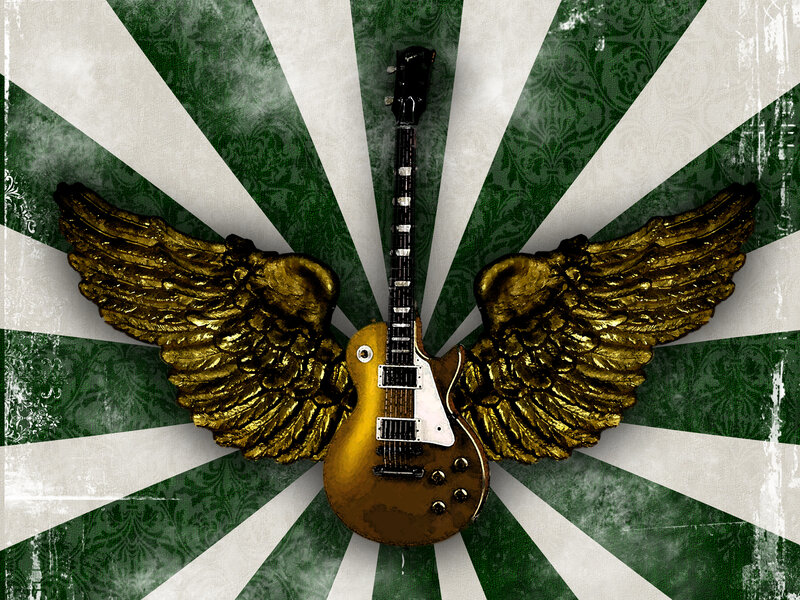 guitar with golden wings