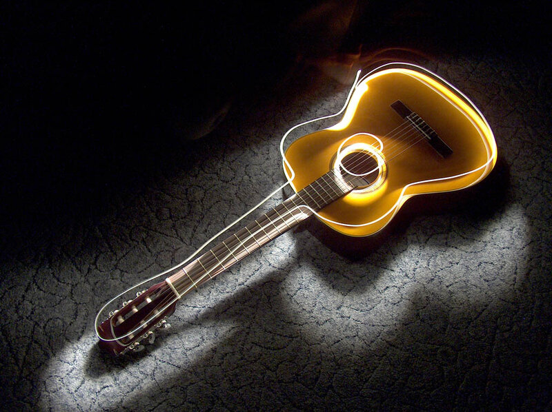 Guitar with light trail