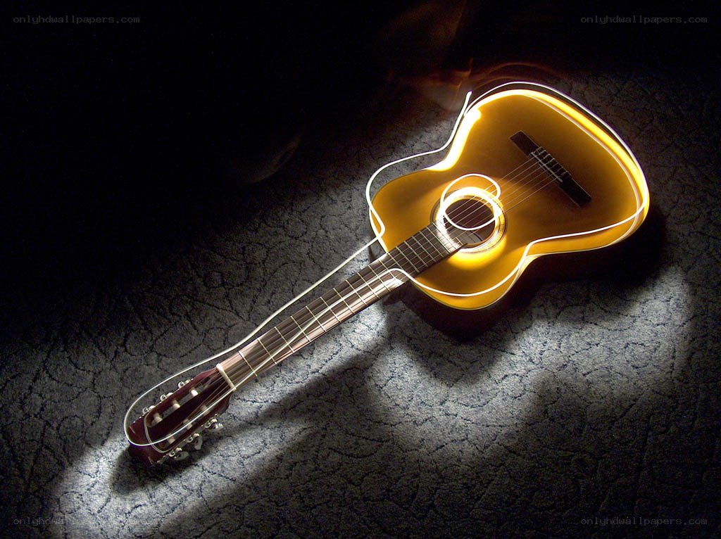 Guitar with light trail