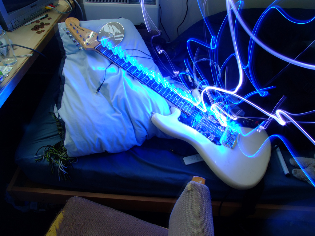 Guitar with light trails