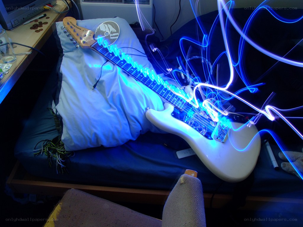 Guitar with light trails