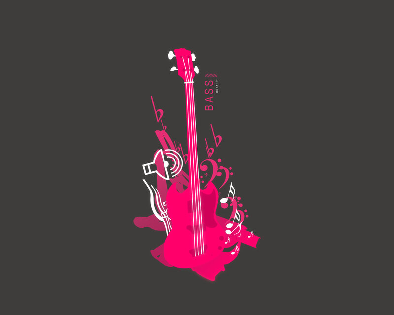 Guitar with musical notes