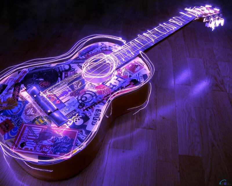 Guitar with Neon Lights