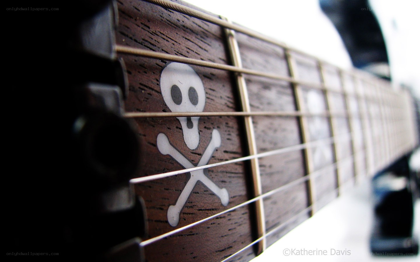 guitar with skull inlay