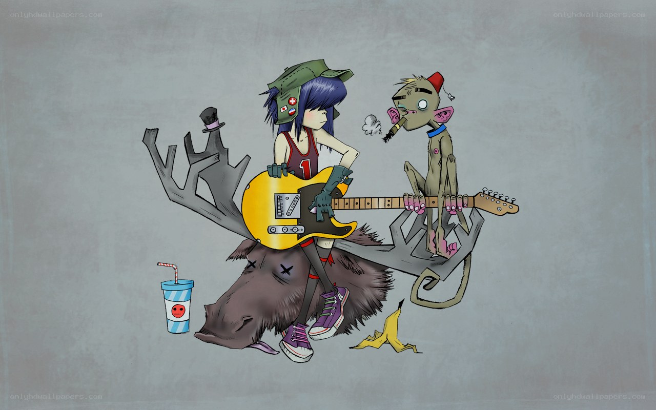 Guitarist and monkey on a moose
