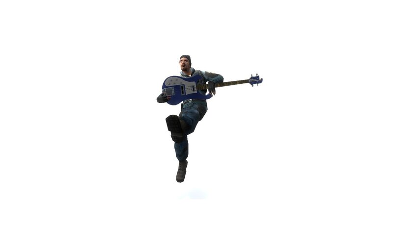 guitarist in mid-air