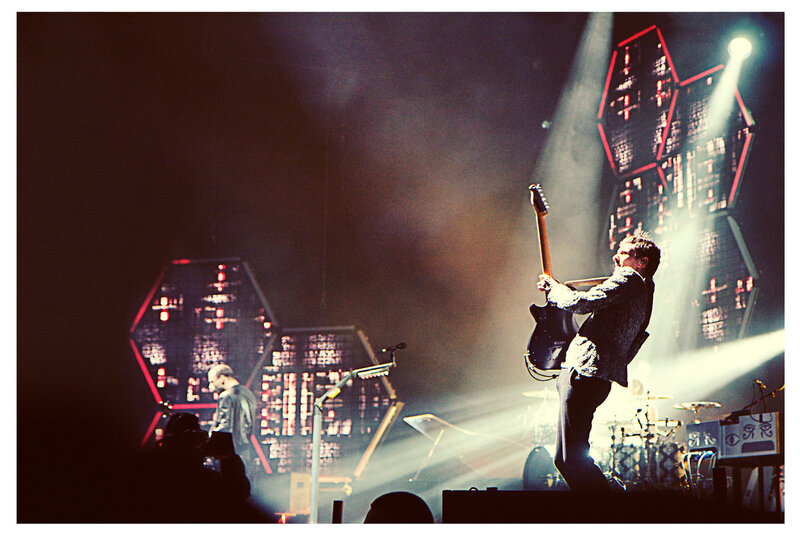 Guitarist on Stage — Black, Dramatic, Night, Photograph