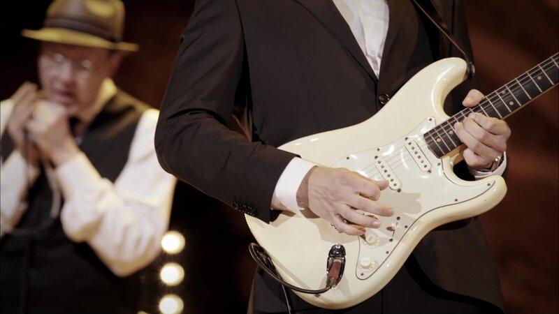 Guitarist Playing Electric Guitar — Black, Performing
