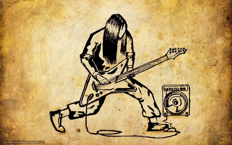 Guitarist Playing Electric Guitar — Brown, Intense