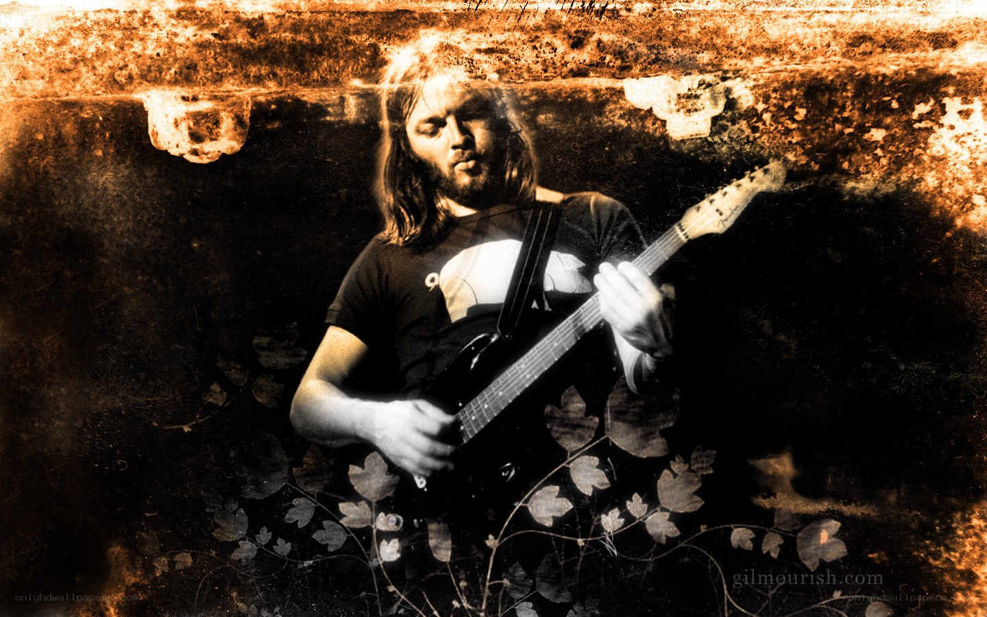 guitarist playing in a textured setting