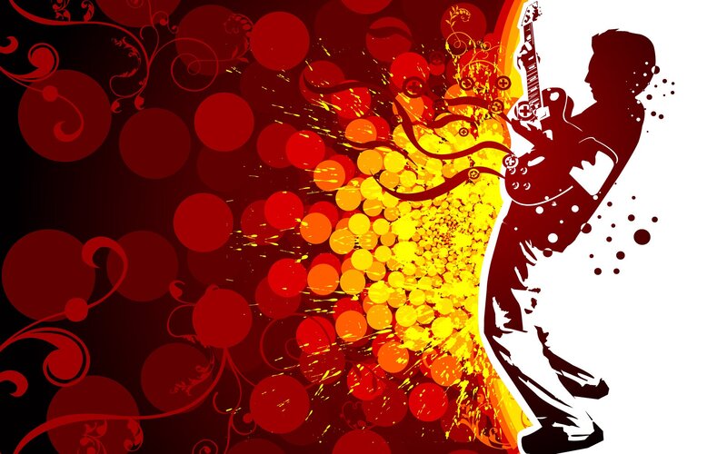 guitarist silhouette with vibrant background
