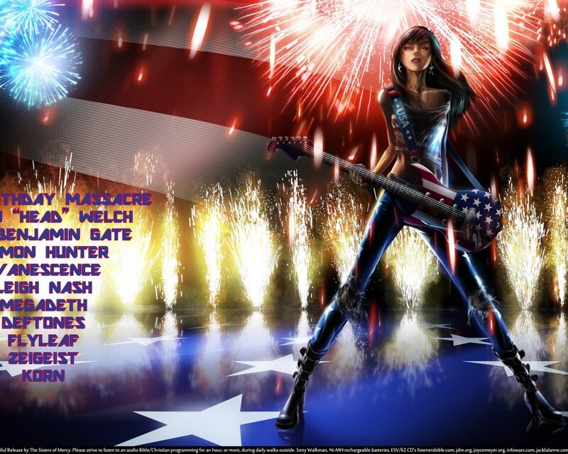 Guitarist with American flag theme