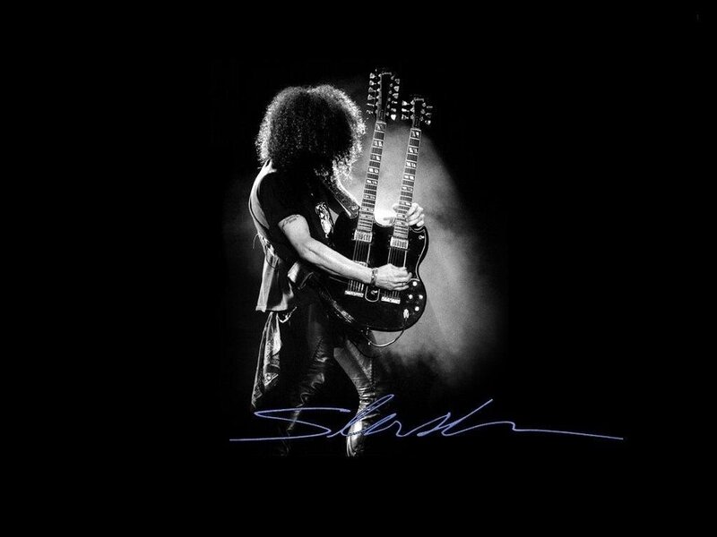 Guitarist with Double-neck Guitar — Black